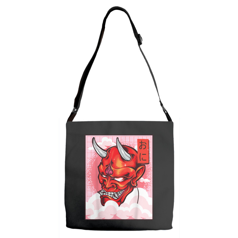 Oni Mask Demon Mask Yokai Kawaii Japanese Aesthetic Harajuku T Shirt Adjustable Strap Totes by cm-arts | Artistshot