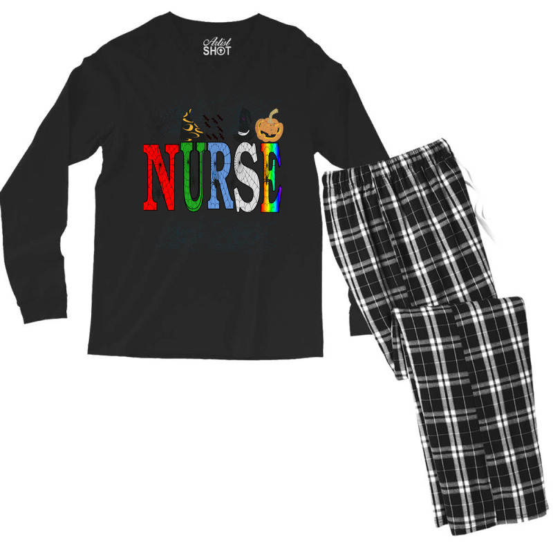 Halloween Nurse Nursing Cute Health Worker Halloween Men's Long Sleeve Pajama Set | Artistshot