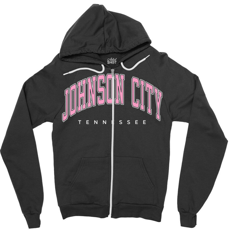 Johnson City Tennessee Tn Varsity Style Pink Text Premium T Shirt Zipper Hoodie by nyce | Artistshot