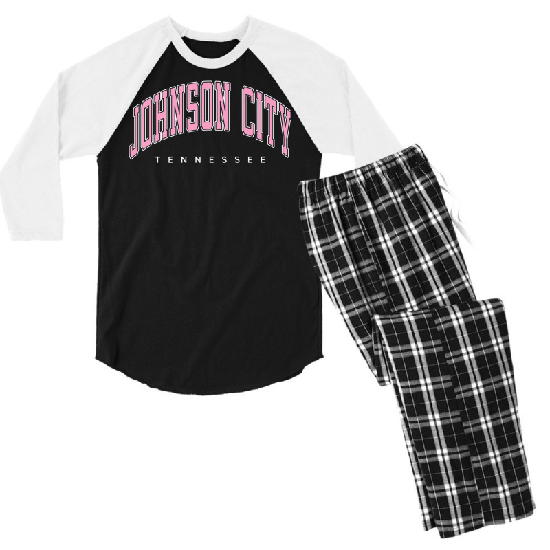 Johnson City Tennessee Tn Varsity Style Pink Text Premium T Shirt Men's 3/4 Sleeve Pajama Set by nyce | Artistshot