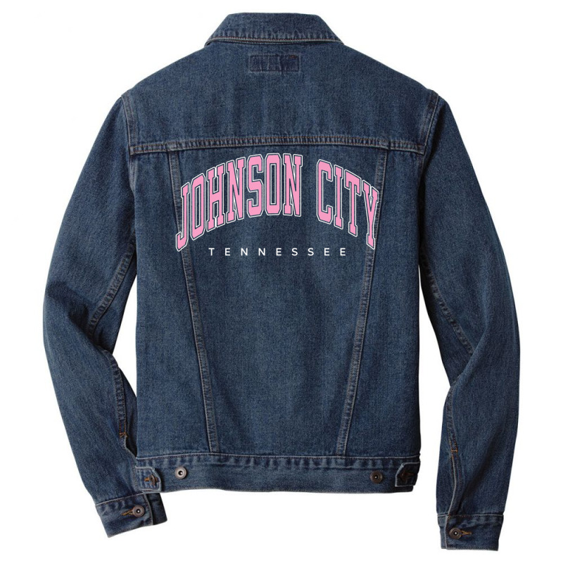 Johnson City Tennessee Tn Varsity Style Pink Text Premium T Shirt Men Denim Jacket by nyce | Artistshot