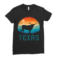 Texas Longhorn Cow Vintage Texan Cattle Herd Retro Lone Star Tank Top Ladies Fitted T-shirt | Artistshot