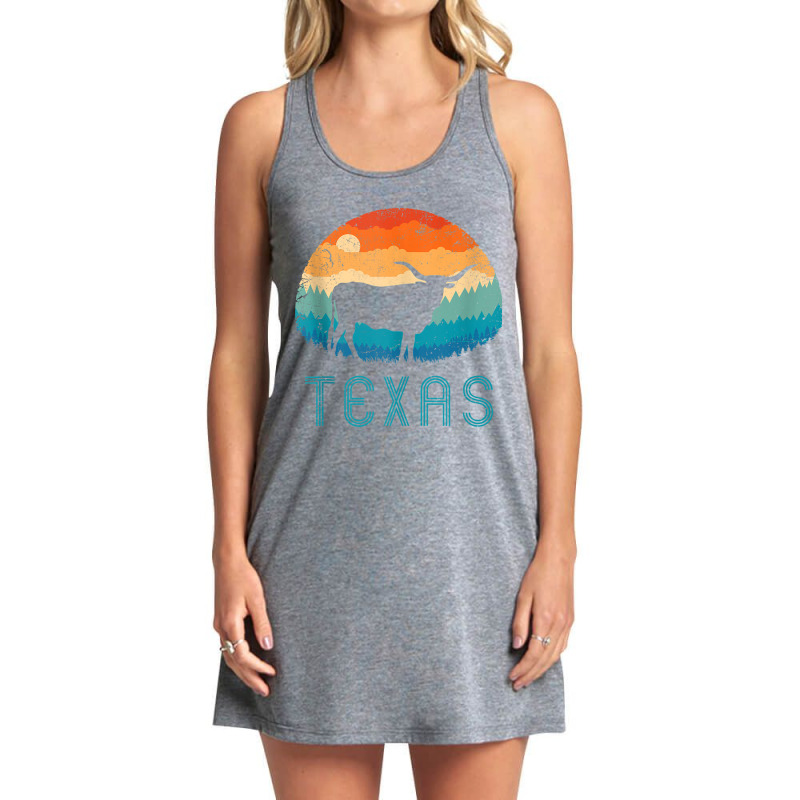 Texas Longhorn Cow Vintage Texan Cattle Herd Retro Lone Star Tank Top Tank Dress by cm-arts | Artistshot