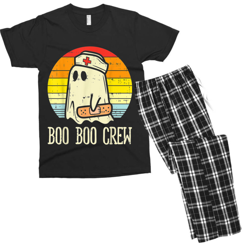 Boo Boo Crew Ghost Nurse Retro Halloween 2020 Nursing Rn Men's T-shirt Pajama Set | Artistshot