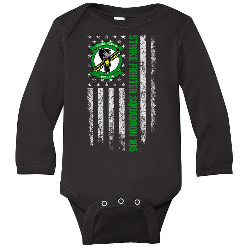 Strike Fighter Squadron 105 (vfa 105) American Flag T Shirt Long Sleeve Baby Bodysuit by sarlesfo | Artistshot