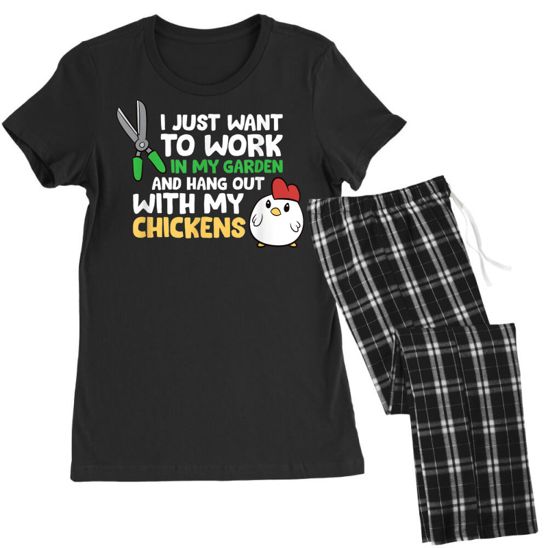 I Just Want To Work In Garden And Hang Out With My Chickens T Shirt Women's Pajamas Set by cm-arts | Artistshot