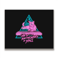 Cats On Synthesizers In Space - Neon T-shirt Metal Print Horizontal | Artistshot