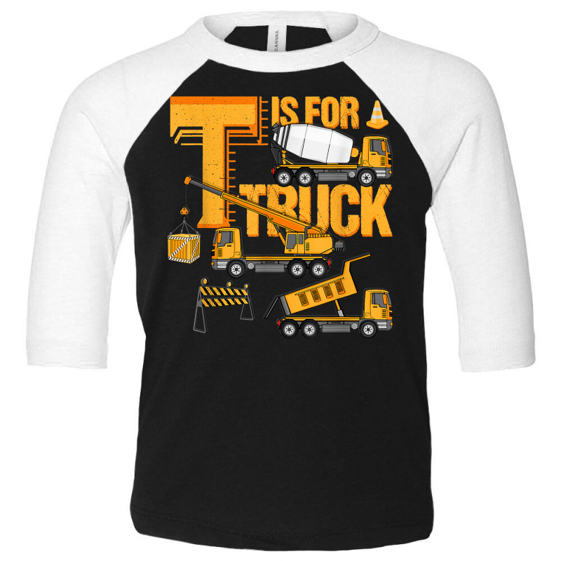 Kids Construction Site Construction Machinery Trucks T Shirt Toddler 3/4 Sleeve Tee by cm-arts | Artistshot