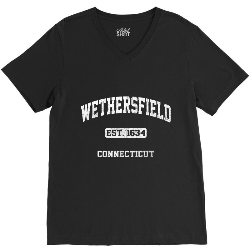 Wethersfield Connecticut Ct Vintage State Athletic Style T Shirt V-Neck Tee by cm-arts | Artistshot