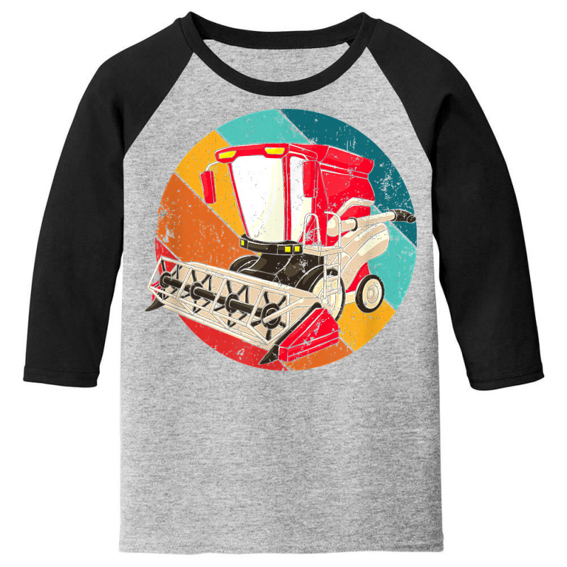 Combine Harvester Tractor Vintage Agricultural Farming T Shirt Youth 3/4 Sleeve by phillidarsz | Artistshot