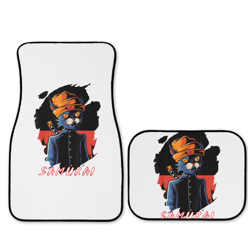 Japanese Anime Samurai Cat Lover Aesthetic Vintage Funny Art T Shirt Full Set Car Mats | Artistshot