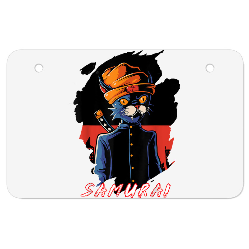 Japanese Anime Samurai Cat Lover Aesthetic Vintage Funny Art T Shirt Atv License Plate | Artistshot