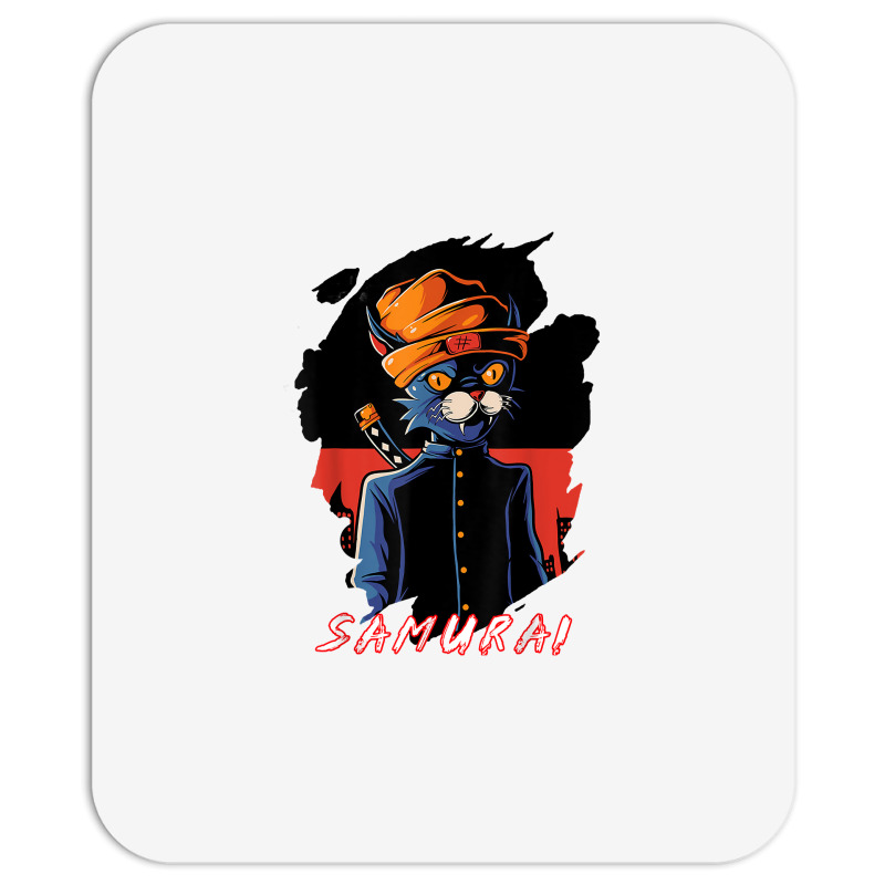 Japanese Anime Samurai Cat Lover Aesthetic Vintage Funny Art T Shirt Mousepad | Artistshot