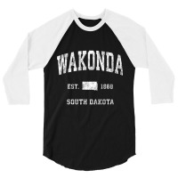 Wakonda South Dakota Sd Vintage Athletic Sports Design T Shirt 3/4 Sleeve Shirt | Artistshot