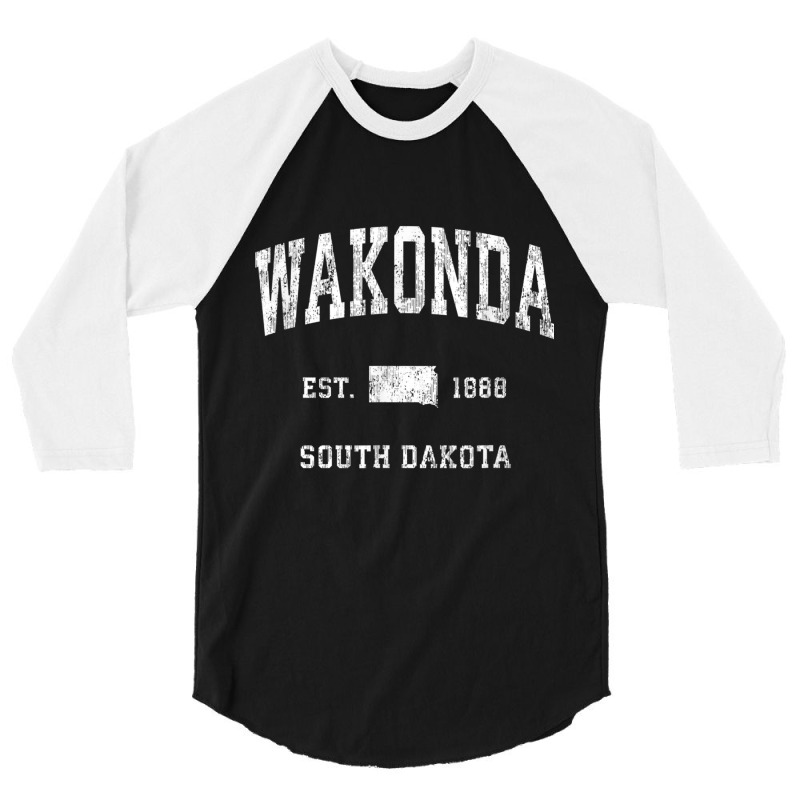 Wakonda South Dakota Sd Vintage Athletic Sports Design T Shirt 3/4 Sleeve Shirt by cm-arts | Artistshot