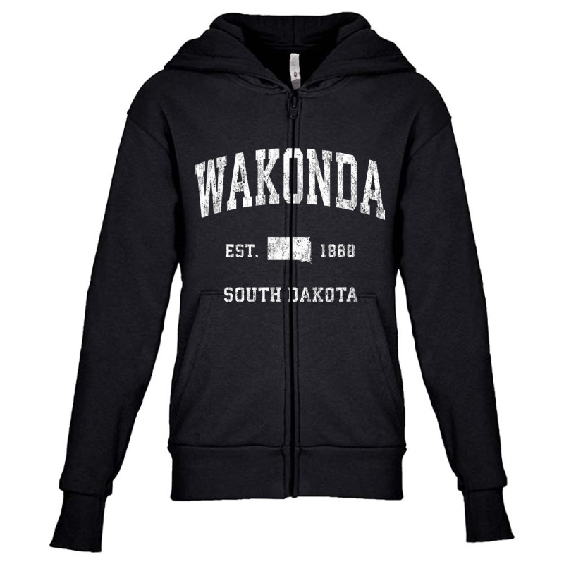 Wakonda South Dakota Sd Vintage Athletic Sports Design T Shirt Youth Zipper Hoodie by cm-arts | Artistshot