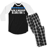 Estonia Basketball Lovers Jersey   Support Estonian Ballers T Shirt Men's 3/4 Sleeve Pajama Set | Artistshot