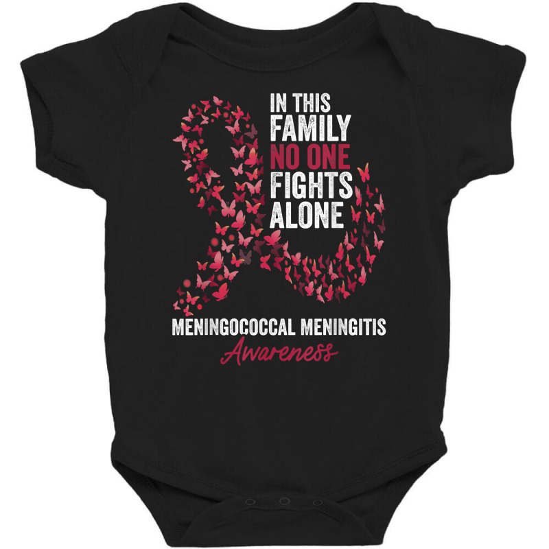 Meningitis Awareness Month Butterflies Burgundy Ribbon T Shirt Baby Bodysuit by cm-arts | Artistshot