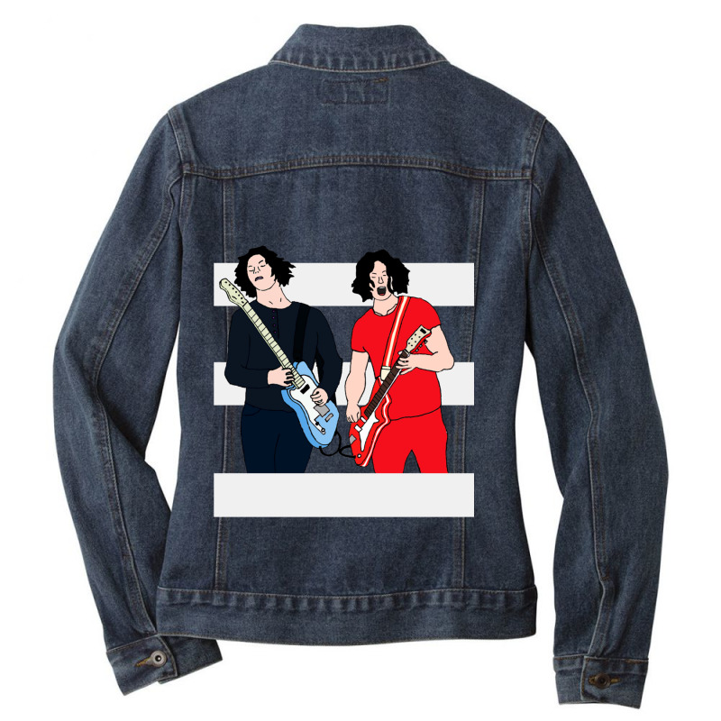 Jack White  Les Rayures Blanches Tshirt Classique Ladies Denim Jacket by SANDRAWILLIAMS | Artistshot