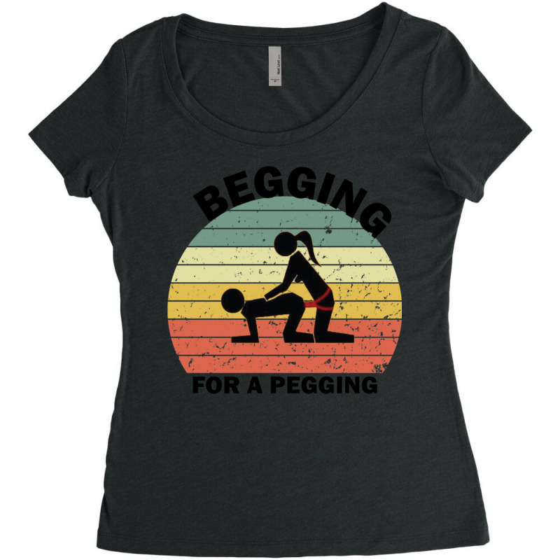 Begging For A Pegging Dominatrix Mistress Bdsm Pegged Classic Women's Triblend Scoop T-shirt by cm-arts | Artistshot