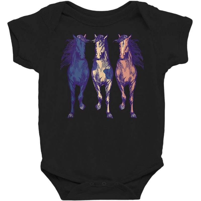 3 Wild Horses Running Around Tshirt Graphic Horse Art Tank Top Baby Bodysuit by cm-arts | Artistshot