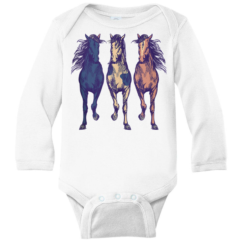 3 Wild Horses Running Around Tshirt Graphic Horse Art Tank Top Long Sleeve Baby Bodysuit by cm-arts | Artistshot