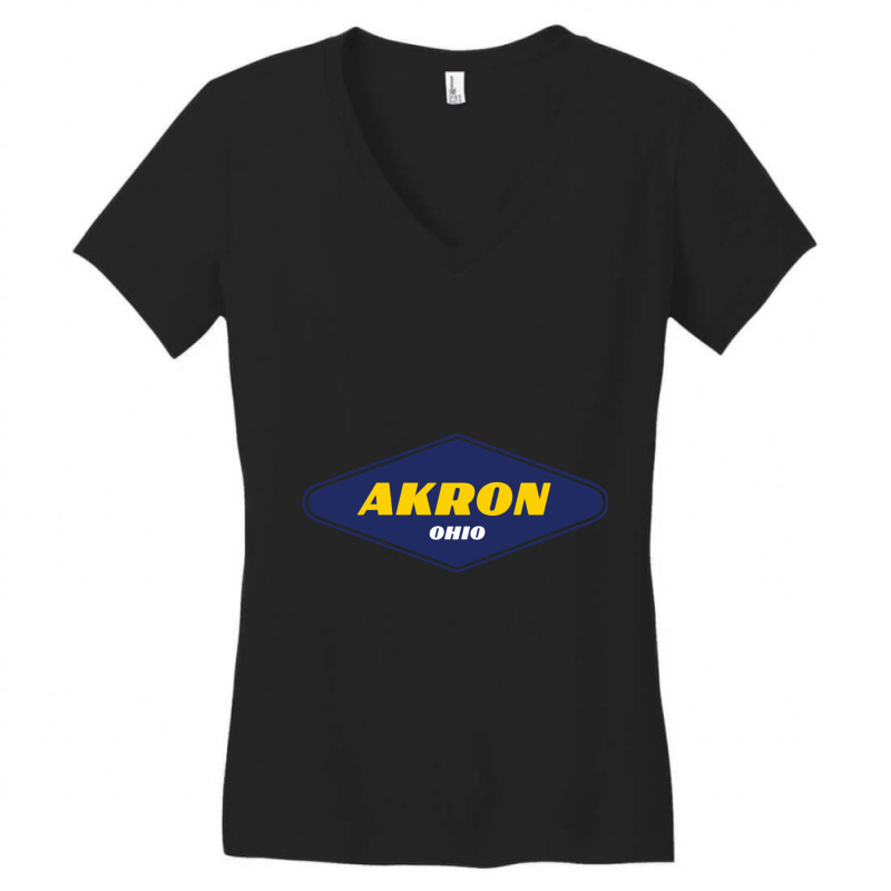 Akron Ohio  Ville Du Caoutchouc Tshirt Classique Women's V-Neck T-Shirt by SANDRAWILLIAMS | Artistshot