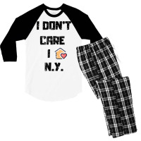 Funny Ny Phrase Sarcastic Lettering Love Ny Man Woman T Shirt Men's 3/4 Sleeve Pajama Set | Artistshot