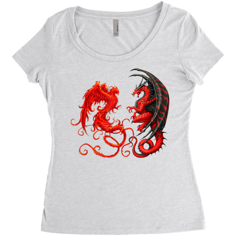 Rising Phoenix Fire And Dragon T Shirt Women's Triblend Scoop T-shirt by cm-arts | Artistshot