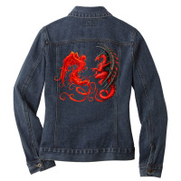 Rising Phoenix Fire And Dragon T Shirt Ladies Denim Jacket | Artistshot