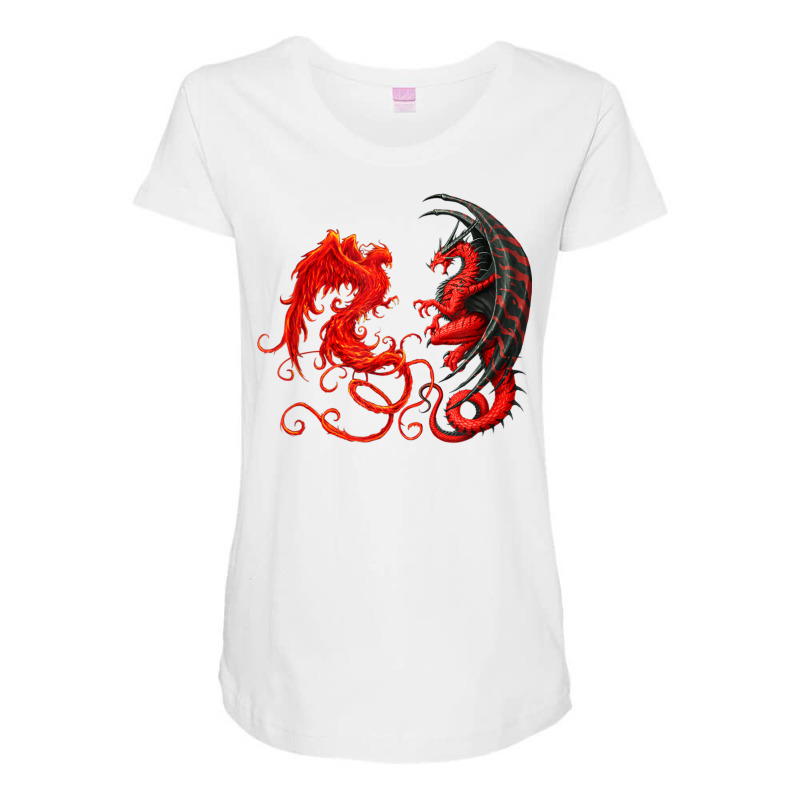 Rising Phoenix Fire And Dragon T Shirt Maternity Scoop Neck T-shirt by cm-arts | Artistshot