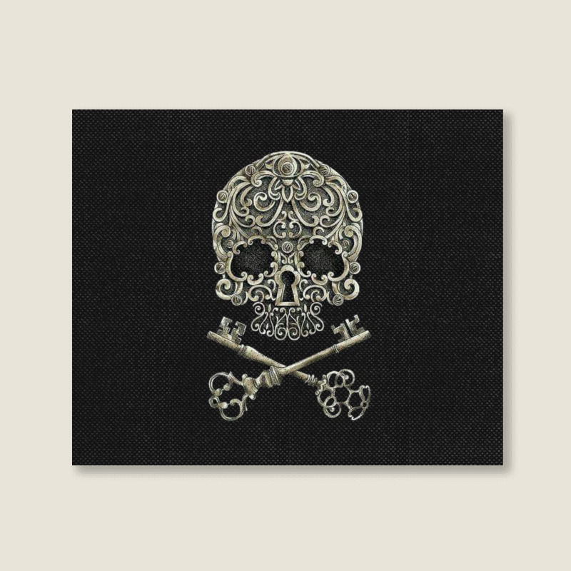 Skull And Two Keys Tshirt Classique Landscape Canvas Print | Artistshot