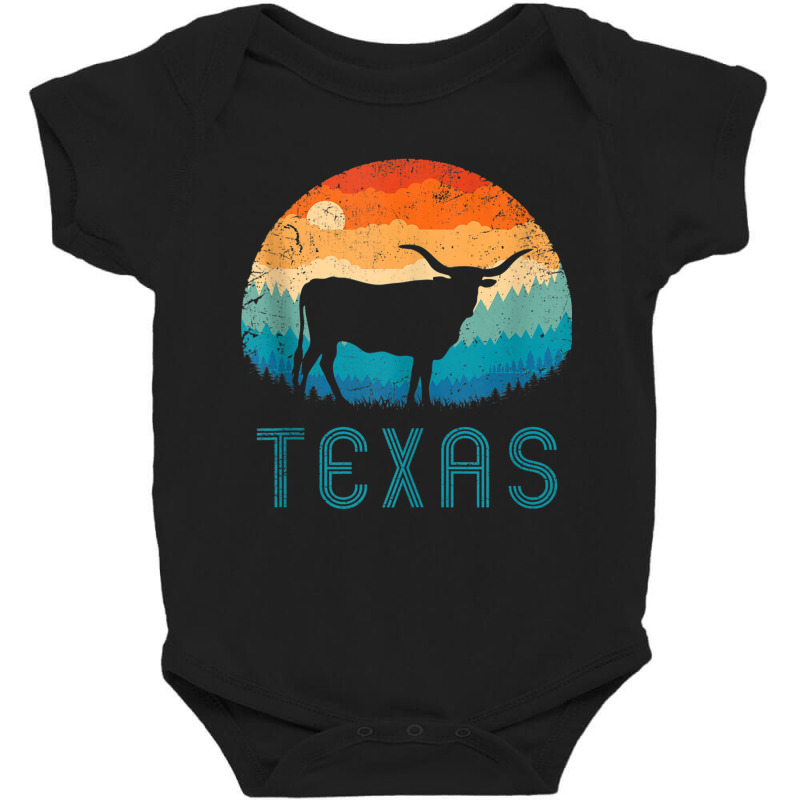 Texas Longhorn Cow Vintage Texan Cattle Herd Retro Lone Star Tank Top Baby Bodysuit by cm-arts | Artistshot