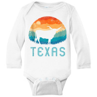 Texas Longhorn Cow Vintage Texan Cattle Herd Retro Lone Star Tank Top Long Sleeve Baby Bodysuit | Artistshot