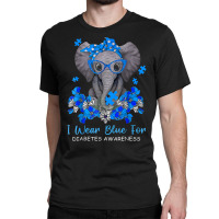 I Wear Blue For Diabetes Awareness Elephant Warrior Women T Shirt Classic T-shirt | Artistshot