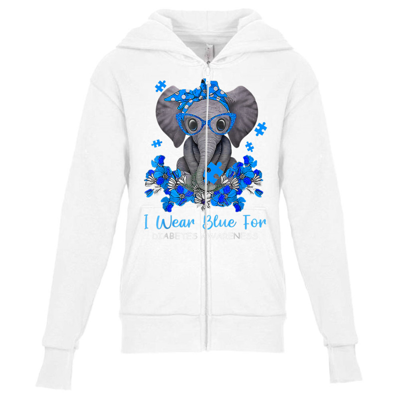 I Wear Blue For Diabetes Awareness Elephant Warrior Women T Shirt Youth Zipper Hoodie | Artistshot