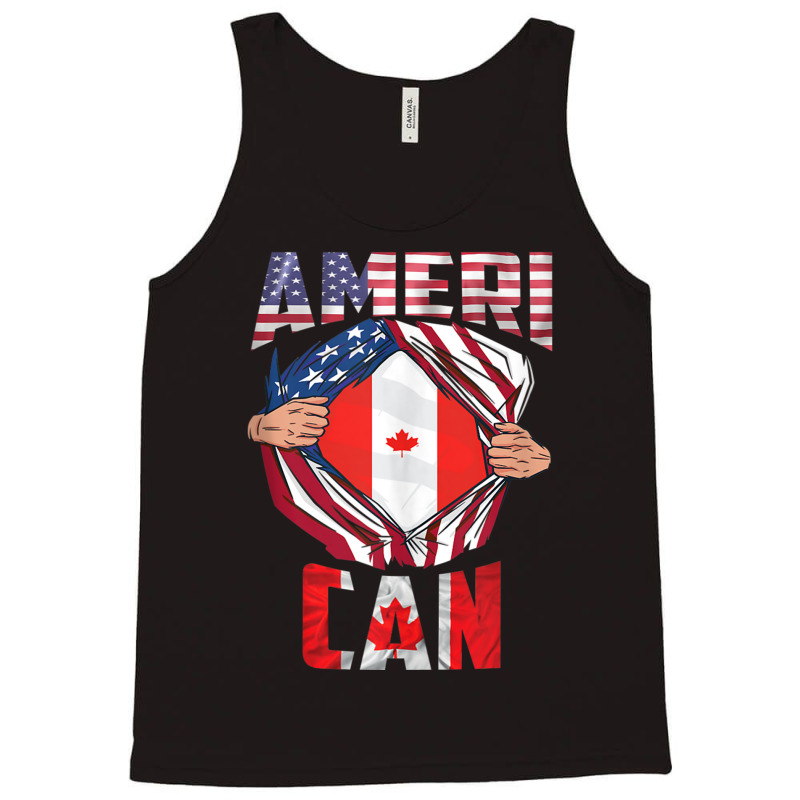 Useh Cdn Maple Leaf Half Canadian Half American Flag Us Eh Tank Top Tank Top by cm-arts | Artistshot