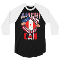 Useh Cdn Maple Leaf Half Canadian Half American Flag Us Eh Tank Top 3/4 Sleeve Shirt | Artistshot