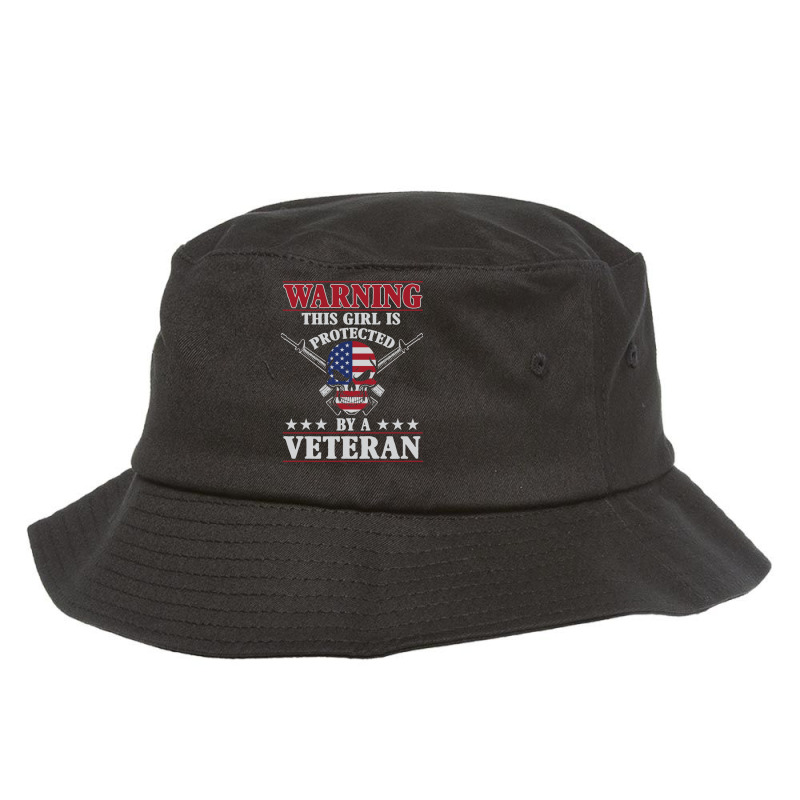 Veteran Veterans Day This Girl Is Protected By A Veteran 705 Navy Sold Bucket Hat | Artistshot