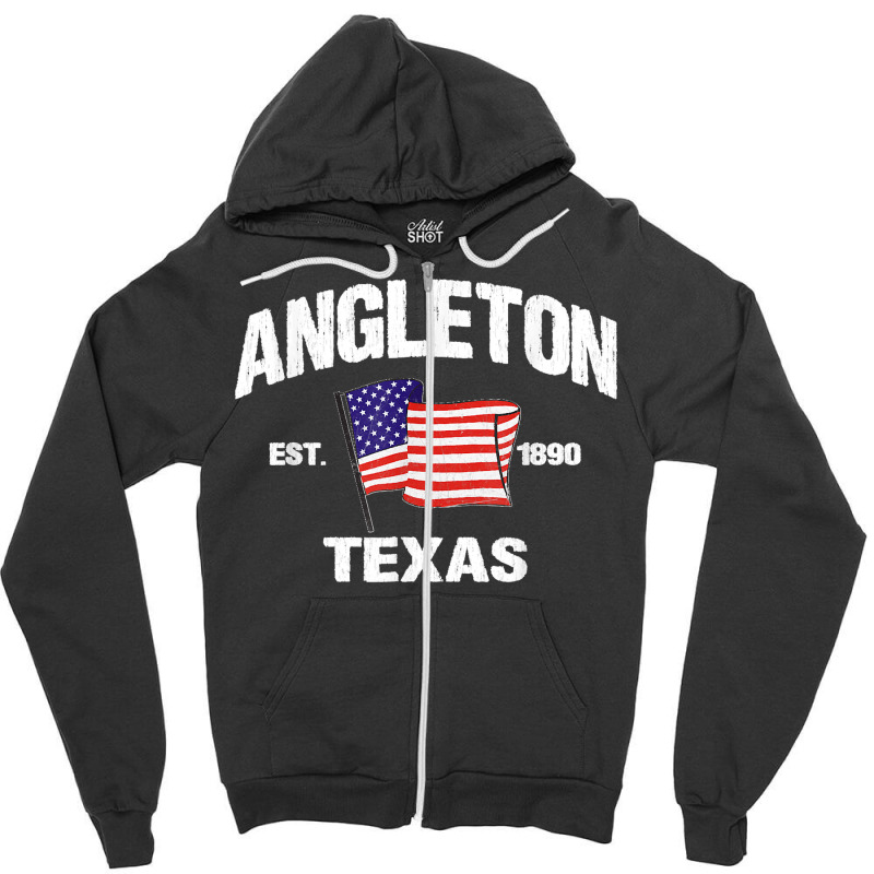 Angleton Texas Tx Usa Stars & Stripes Vintage Style Zipper Hoodie by LUISRTORRES | Artistshot