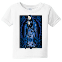 Virgin Mary Mexican Blanket Art Blue Bandana Print Chicano T Shirt Baby Tee | Artistshot