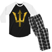 Bajan T  Barbados Tees Est 1966 Gold Trident Men's 3/4 Sleeve Pajama Set | Artistshot