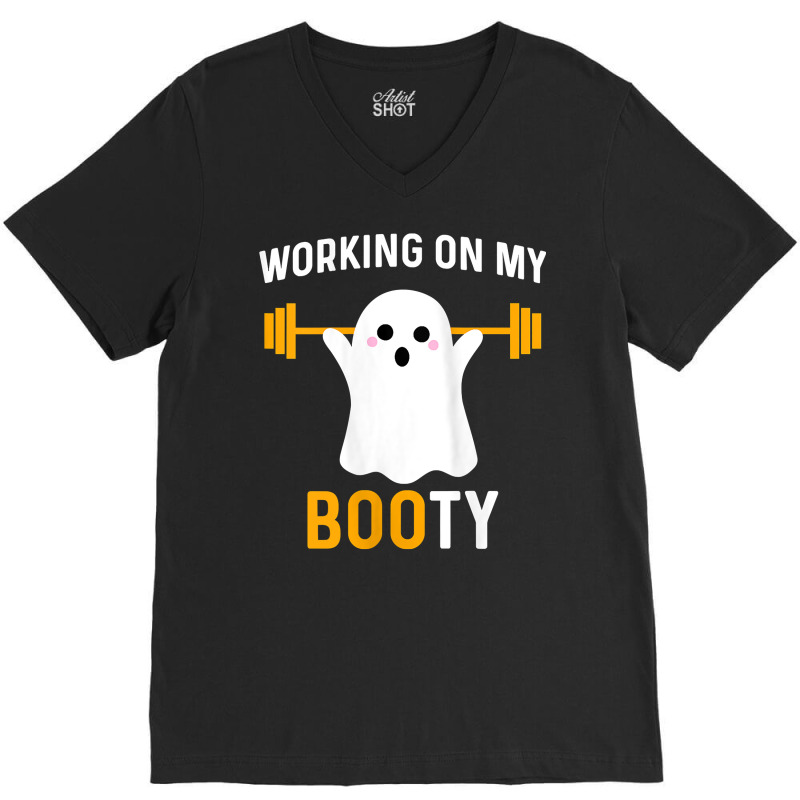 Womens Working On My Booty Funny Halloween Workout Gym Squat Tank Top V-Neck Tee by cm-arts | Artistshot