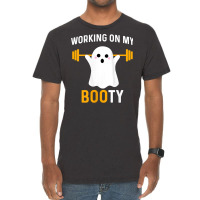 Womens Working On My Booty Funny Halloween Workout Gym Squat Tank Top Vintage T-shirt | Artistshot