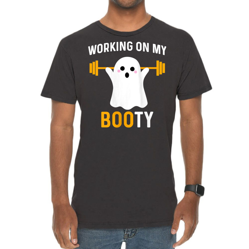 Womens Working On My Booty Funny Halloween Workout Gym Squat Tank Top Vintage T-Shirt by cm-arts | Artistshot