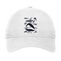 Whale Dolphin Vintage Ocean Life Preppy Marine Biologist Sweatshirt Adjustable Cap | Artistshot