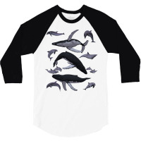 Whale Dolphin Vintage Ocean Life Preppy Marine Biologist Sweatshirt 3/4 Sleeve Shirt | Artistshot