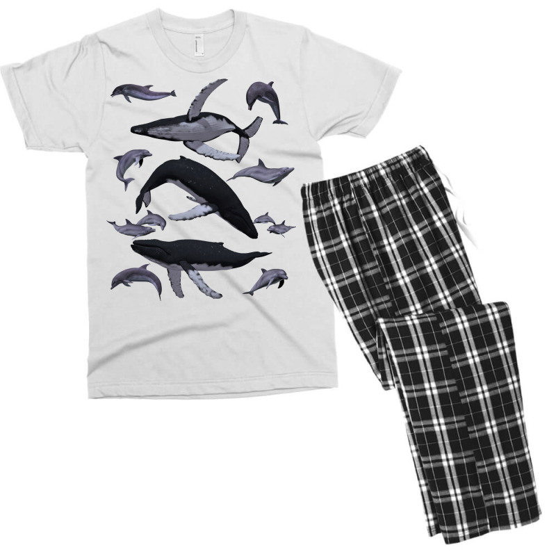 Whale Dolphin Vintage Ocean Life Preppy Marine Biologist Sweatshirt Men's T-shirt Pajama Set | Artistshot