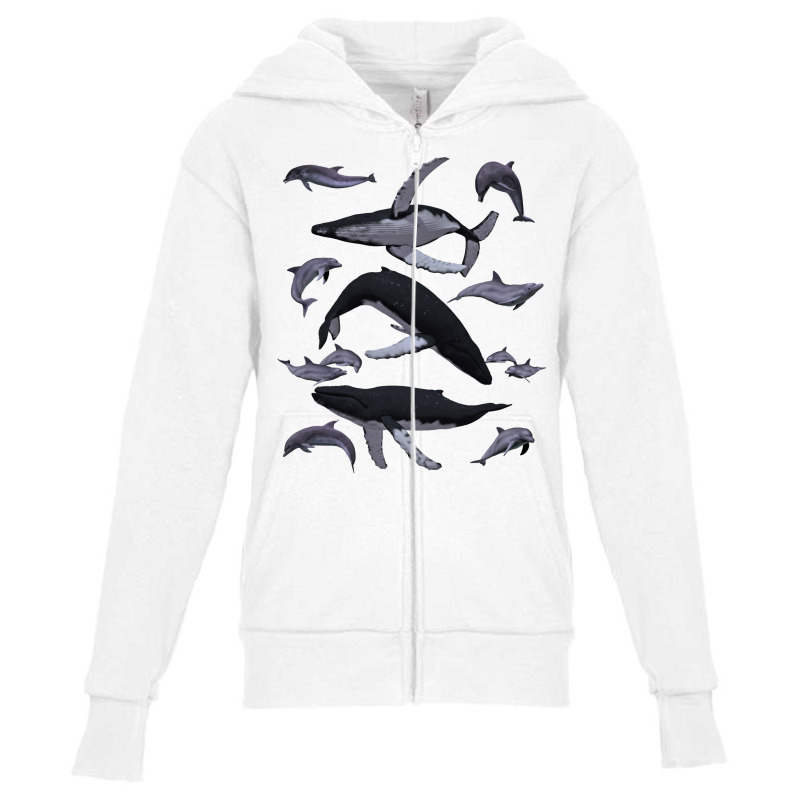 Whale Dolphin Vintage Ocean Life Preppy Marine Biologist Sweatshirt Youth Zipper Hoodie | Artistshot