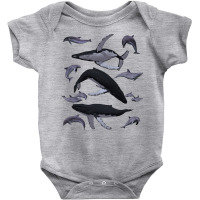 Whale Dolphin Vintage Ocean Life Preppy Marine Biologist Sweatshirt Baby Bodysuit | Artistshot